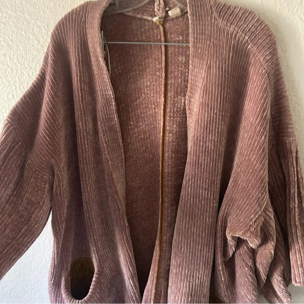 Moth Anthropologie Women’s M Cardigan Sweater Cozy Mauve Chenille Pockets Chunky - Picture 5 of 16